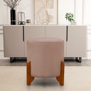 Ver imagem 1 de Puff Redondo em Veludo com Pés em Madeira Maciça Decorativo Sala Quarto - Rosa Claro