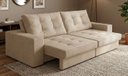 Ver imagem 1 de Sofá Retrátil e Reclinável 2 Lugares 1,70m com Molas Giovana Suede Bege Bege