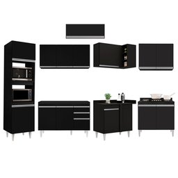 Armário de Cozinha Modulada de Canto 8 Peças Cp01 Balcão Preto - Lumil - 6
