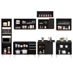 Armário de Cozinha Modulada de Canto 8 Peças Cp01 Balcão Preto - Lumil - 5