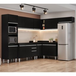Armário de Cozinha Modulada de Canto 8 Peças Cp01 Balcão Preto - Lumil - 2
