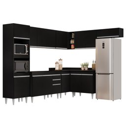 Armário de Cozinha Modulada de Canto 8 Peças Cp01 Balcão Preto - Lumil - 1