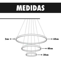 Lustre Led 3 Anéis Moderno 89w 60cm Branco C/ Controle - 6
