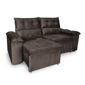 Sofá Retrátil e Reclinável 2 Lugares Verona 2,00m - Élpis Móveis - Veludo Marrom