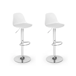 Kit 02 Banquetas Giratoria Alta Assento e Encosto Branco Base Cromada com Apoio Bering - 4