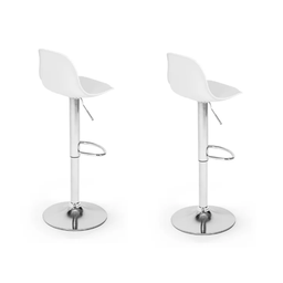Kit 02 Banquetas Giratoria Alta Assento e Encosto Branco Base Cromada com Apoio Bering - 3