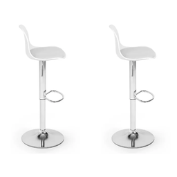 Kit 02 Banquetas Giratoria Alta Assento e Encosto Branco Base Cromada com Apoio Bering - 2