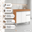 Ver imagem 2 de Armário Balcão Gabinete Jade 1m sem Tampo P/ Pia Cozinha Compacta Modulada Gourmet Dispensa 3 Ptas 1