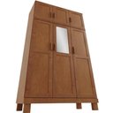 Ver imagem 3 de Guarda Roupa Solteiro Lorie F06 6 Portas de Bater 2 Gavetas Madeira Maciça Castanho Lyam Decor