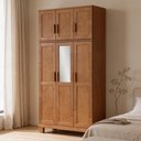 Ver imagem 1 de Guarda Roupa Solteiro Lorie F06 6 Portas de Bater 2 Gavetas Madeira Maciça Castanho Lyam Decor