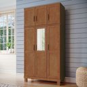 Ver imagem 7 de Guarda Roupa Solteiro Lorie F06 6 Portas de Bater 2 Gavetas Madeira Maciça Castanho Lyam Decor
