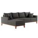 Ver imagem 1 de Sofá Beny com Chaise Esquerda, 1,40x2,60m, 4 Lugares, Linho, Base em Madeira. (grafite)
