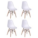 Ver imagem 4 de Conjunto De Mesa De Jantar Redonda 90Cm Tampo De Madeira Branco Com 4 Cadeiras Branca