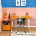 Ver imagem 1 de Mesa para Escritório Hairpin Industrial Carvalho e Branco