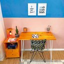 Ver imagem 3 de Mesa para Escritório Hairpin Industrial Carvalho e Branco