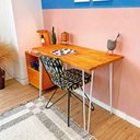 Ver imagem 2 de Mesa para Escritório Hairpin Industrial Carvalho e Branco