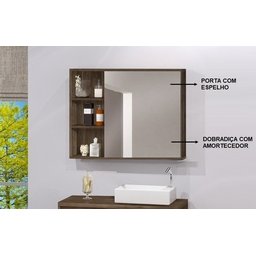 Espelheira Para Banheiro C/ Porta Espelho E Prateleiras 80cm - Avelato - 3
