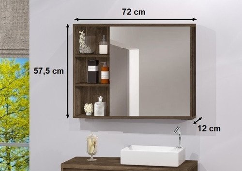 Espelheira Para Banheiro C/ Porta Espelho E Prateleiras 80cm - Avelato - 4