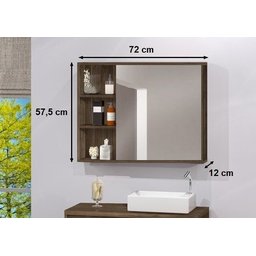 Espelheira Para Banheiro C/ Porta Espelho E Prateleiras 80cm - Avelato - 4