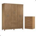 Ver imagem 1 de Conjunto de Guarda Roupa e Cômoda Conjunto Quarto Forggia Amendola 6 Portas 6 Gavetas MDP 149cm