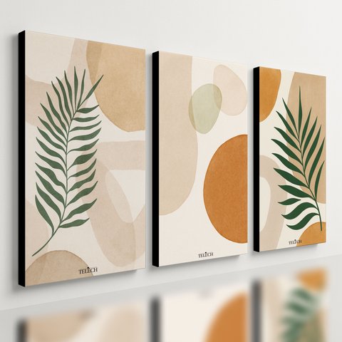 Kit 3 Quadro Decorativo Arte Moderna Luxo Sala Boho Abstrato Qualidade Premium 28x20cm