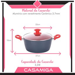 Kit 2 Caçarolas Indução Cerâmica 3,7mm 22cm Onix - 6