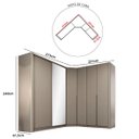 Ver imagem 3 de Roupeiro Bend Mdf 504cm 6 Portas Lateral Curva C/ Espelho Grigio Rpx1