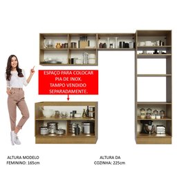 Armário de Cozinha Completa 270cm Rustic/Preto Lux Madesa 01 - 6