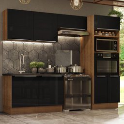 Armário de Cozinha Completa 270cm Rustic/Preto Lux Madesa 01 - 2