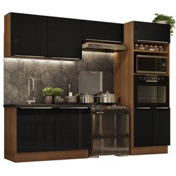 Armário de Cozinha Completa 270cm Rustic/Preto Lux Madesa 01 - 3