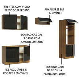 Armário de Cozinha Completa 270cm Rustic/Preto Lux Madesa 01 - 5