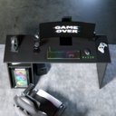 Ver imagem 4 de Mesa Escrivaninha Gamer Hunder Preta 115cm com Nichos e Espaço para Cpu