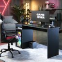 Ver imagem 1 de Mesa Escrivaninha Gamer Hunder Preta 115cm com Nichos e Espaço para Cpu
