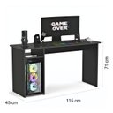 Ver imagem 3 de Mesa Escrivaninha Gamer Hunder Preta 115cm com Nichos e Espaço para Cpu