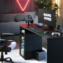 Ver imagem 5 de Mesa Escrivaninha Gamer Hunder Preta 115cm com Nichos e Espaço para Cpu