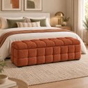 Ver imagem 1 de Recamier Baú Cama Quenn 158cm Banco Puf Estofado Bouclé Boss:Terra Cota/Bouclé