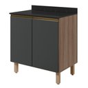 Ver imagem 1 de Balcão com Tampo 2 Portas MDF 70 cm Kali 1222122 Carvalho Toq Chumbo Nicioli Carvalho Toq Chumbo