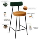 Ver imagem 4 de Kit 03 Banquetas Baixa Cozinha Sala Jantar Bancada Milão L02 Facto Verde Couríssimo Whisky - lyam