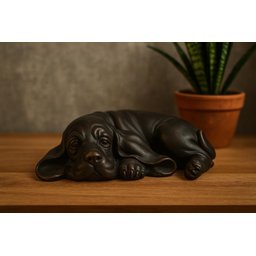 Escultura Cachorro Decorativo Resina Bronze e Preto 15,4cm - 2