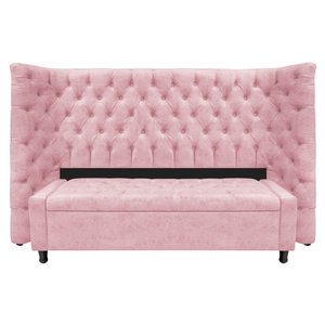 Kit Cabeceira e Calçadeira Baú Queen Everest P02 160 Cm para Cama Box Suede Rosa Bebê - Amarena