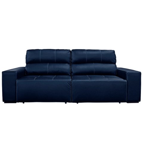 Sofá de Couro 2 Lugares Alabama 230cm USB M06 Cor Blue Bicolor 502 - Amarena Móveis SOFÁ 2 LUGARES 3