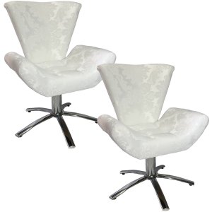 Kit Duas Poltronas Giratória Elegance Jacquard:branco
