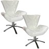 Kit Duas Poltronas Giratória Elegance Jacquard:branco - 1