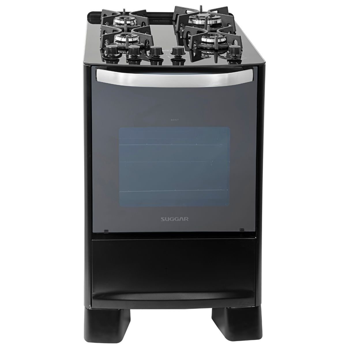 Fogão de Piso Suggar Master Grill 4q Mesa Vidro Preto 110v Fgvmtg411pt