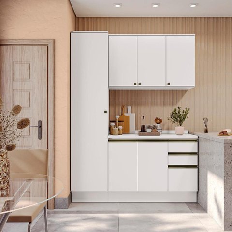 Armário de Cozinha Compacta 100% Mdf 170cm Branco Celeste Kappesberg