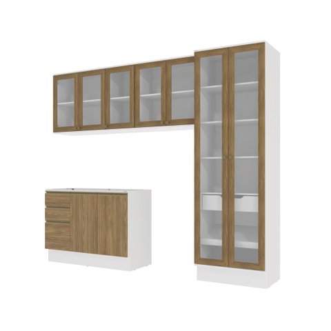Lavanderia Modulada Kappesberg Celeste 4 Peças Branco/nogueira 272cm