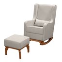 Ver imagem 1 de Poltrona Amamentação Balanço Cadeira Descanso Aquila Retrô Puff Linho Bege