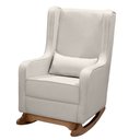 Ver imagem 2 de Poltrona Amamentação Balanço Cadeira Descanso Aquila Retrô Puff Linho Bege