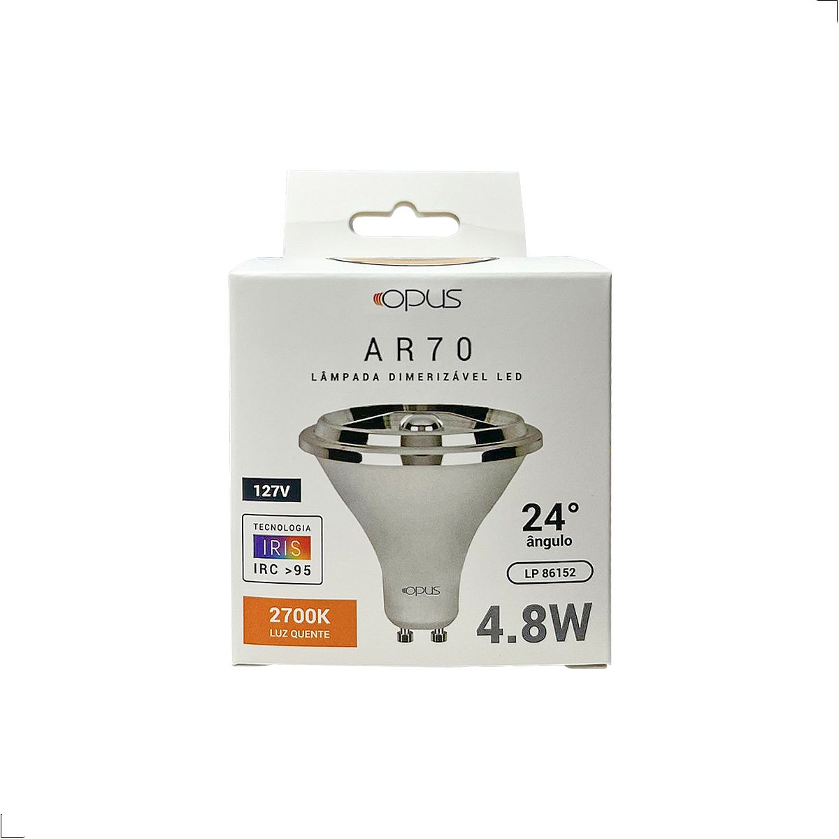 Lâmpada Led Ar70 Base Gu10 4.8w 2700k Dimerizável Irc 95 127v - 2