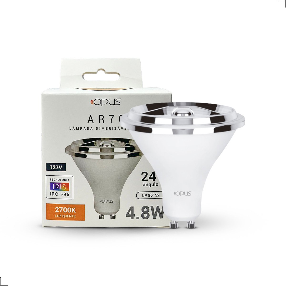 Lâmpada Led Ar70 Base Gu10 4.8w 2700k Dimerizável Irc 95 127v - 1